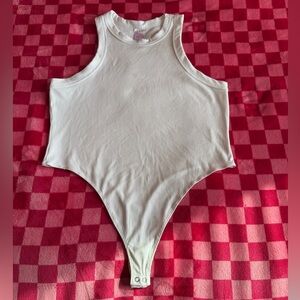 White Ribbed Sleeveless Birdcage Bodysuit